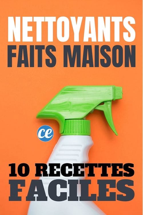Un spray pschiit avec un fond orange avec pour texte : 10 recettes faciles de nettoyants faits maison