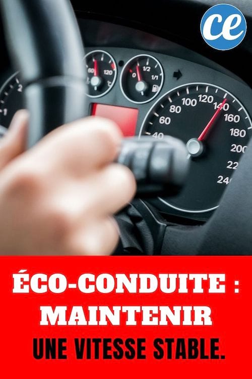 Homme tenant un volant et un afficheur de vitesse en arrière plan : Éco-Conduite : Maintenir une Vitesse Stable.