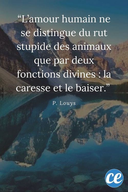 Citation : L’amour humain ne se distingue du rut stupide des animaux que par deux fonctions divines : la caresse et le baiser.