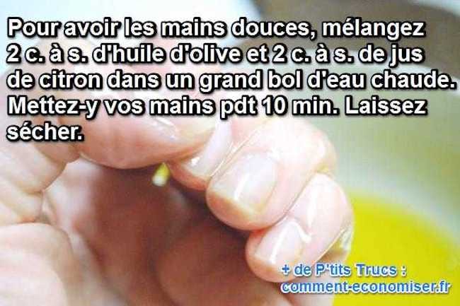 De l'huile d'olive et du jus de citron pour avoir des mains douces