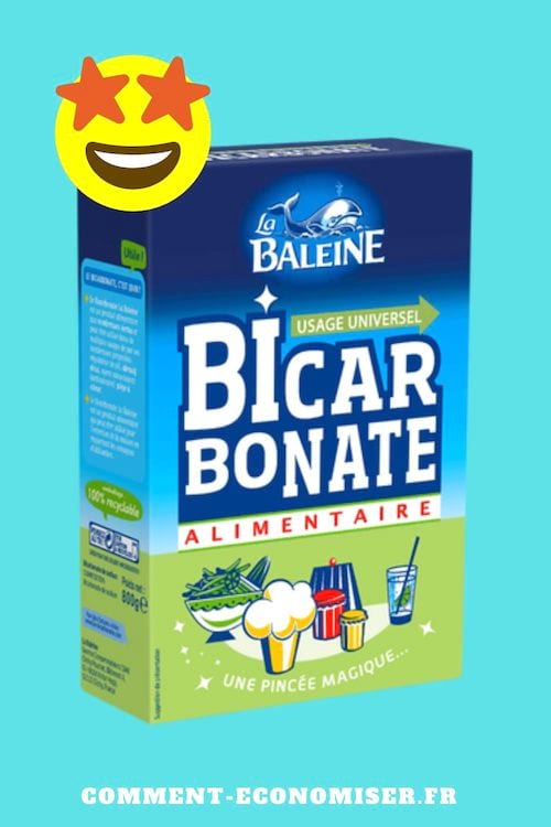 Une boîte de bicarbonate de soude sur fond coloré.