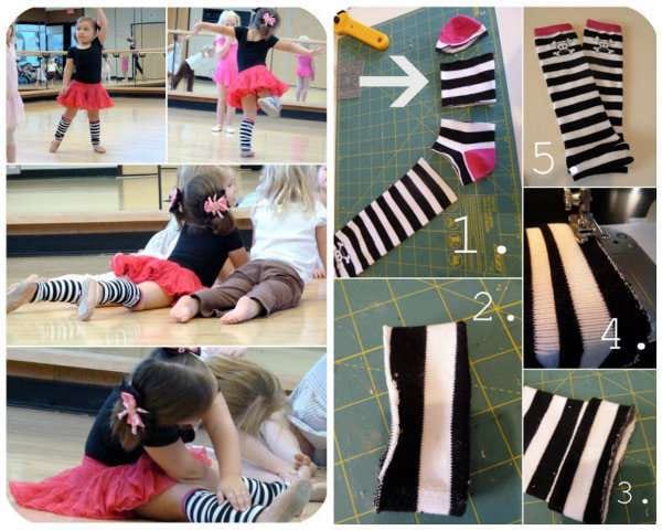 Jambières faites à partir de chaussettes découpées