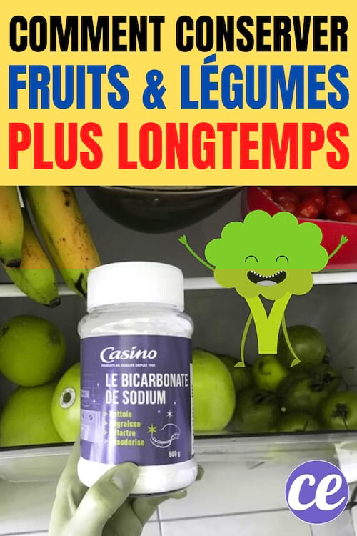 Des fruits et légumes dans le bac du frigo avec du sopalin et du bicarbonate pour les conserver plus longtemps