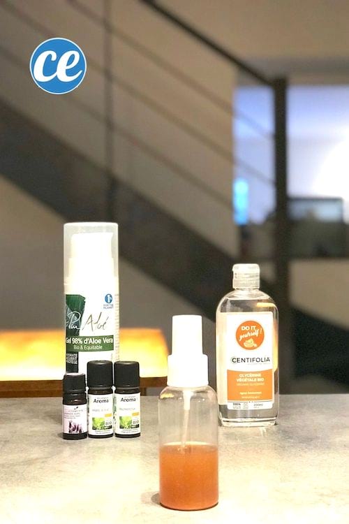 Un flacon de gel hydroalcoolique fait maison sans alcool