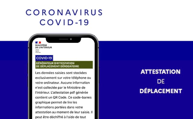 Attestation de sortie officielle du gouvernement sur smartphone