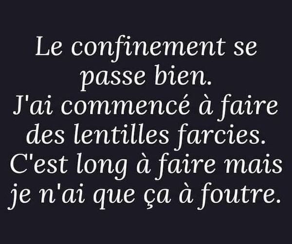 Blague sur l'ennui pendant le confinement