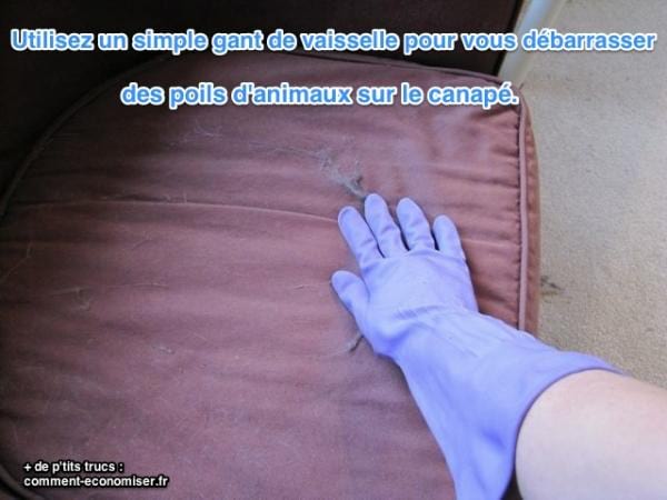 gants de vaisselle pour enlever les poils d'animaux sur les vêtements