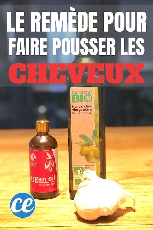 De l'huile d'argan, de l'huile d'olive et de l'ail pour faire un masque naturel pour faire pousser les cheveux