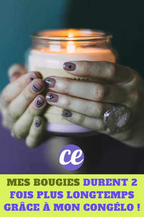 Femme avec une bougie dans ses mains : Mes Bougies Durent 2 Fois Plus Longtemps Grâce à mon Congélo !