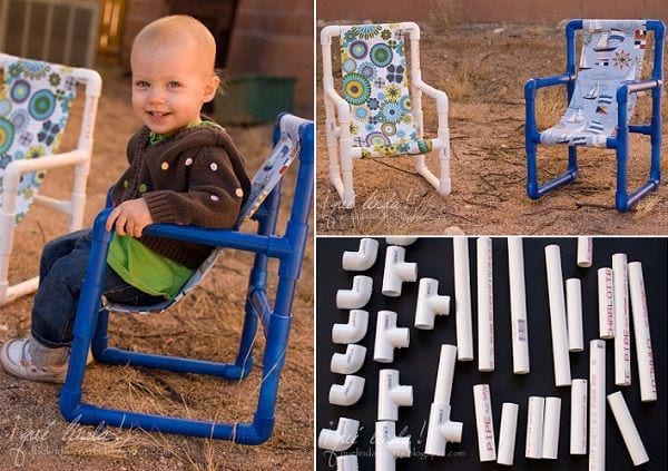 Chaises d'enfant fabriquées à partir de tuyaux en PVC