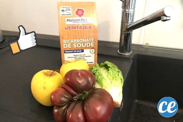 fruits et légumes avec bicarbonate de soude pour enlever les pesticides
