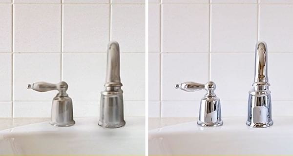 Éliminez le calcaire sur les robinets en chrome avec du vinaigre blanc
