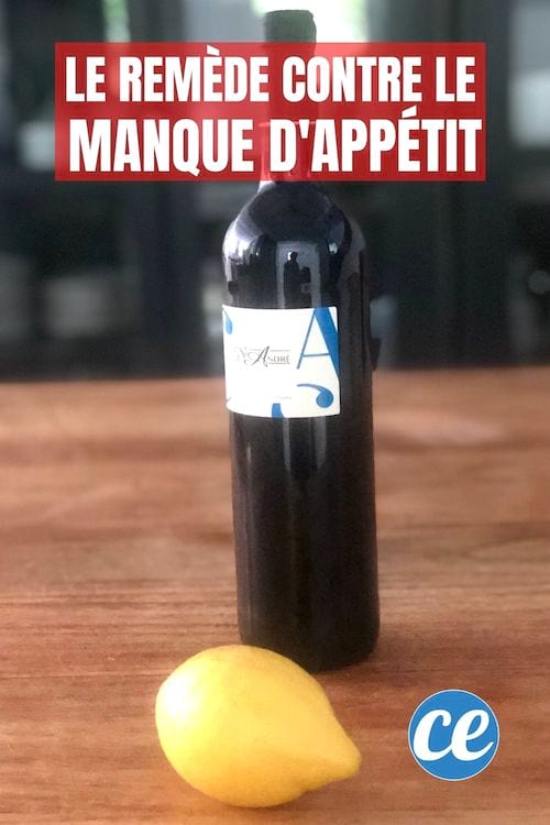 Un citron et une bouteille de vin rouge pour faire un remède contre la perte d'appétit