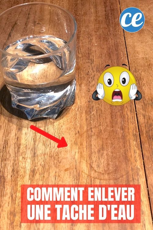 Une table en teck avec une tache d'eau