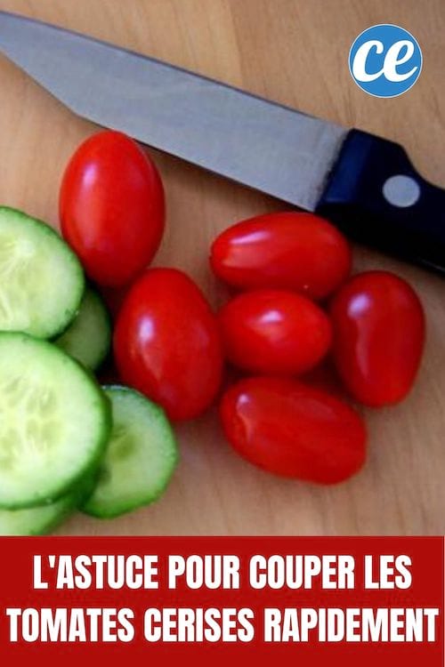 Des tomates cerise et un couteau pour les couper rapidement