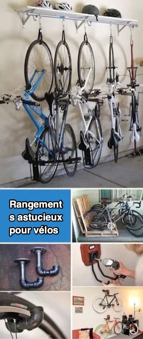 Plusieurs vélo rangés verticalement 