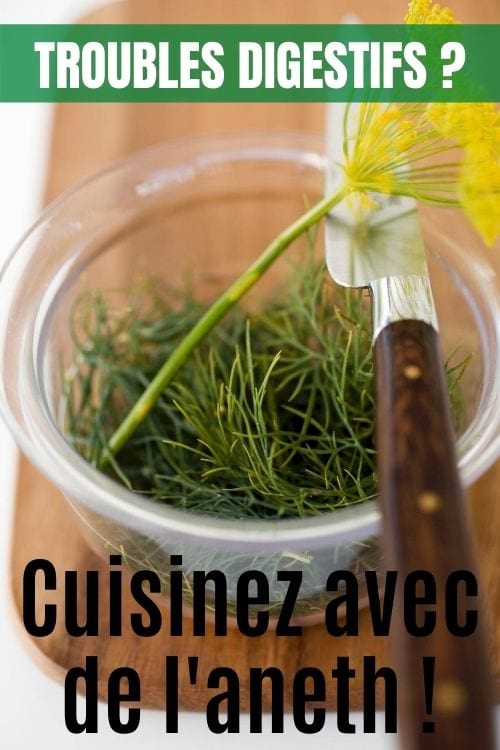 De l'aneth dans un ramequin en verre avec un couteau.