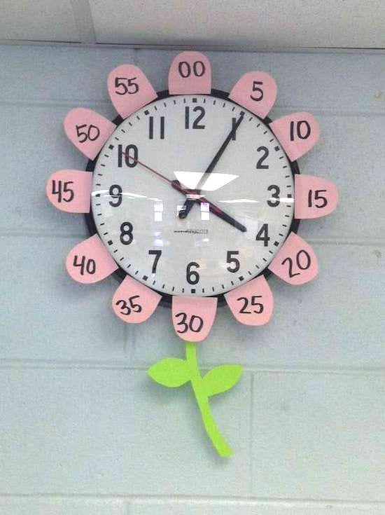Une horloge en forme de fleur pour apprendre à lire l'heure facilement