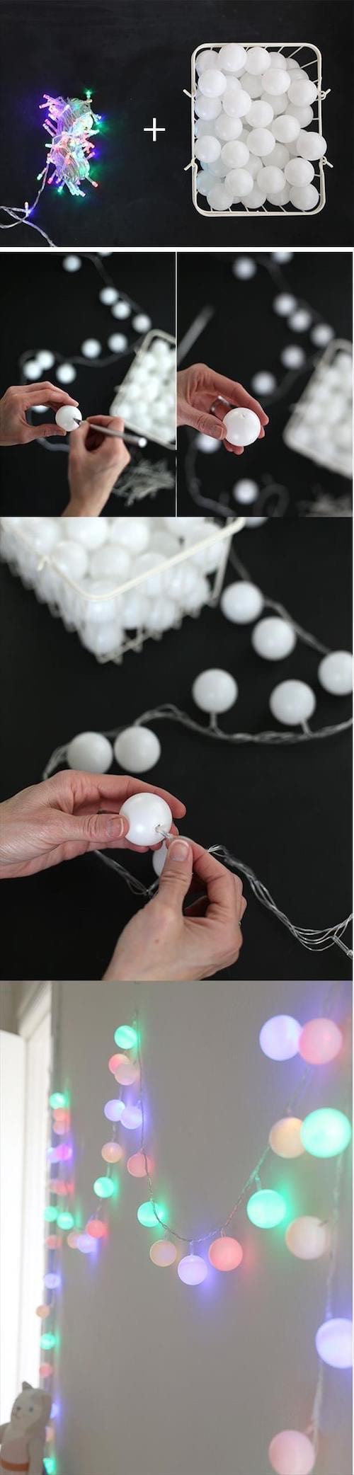 Plusieurs balles de ping pong lumineuses 