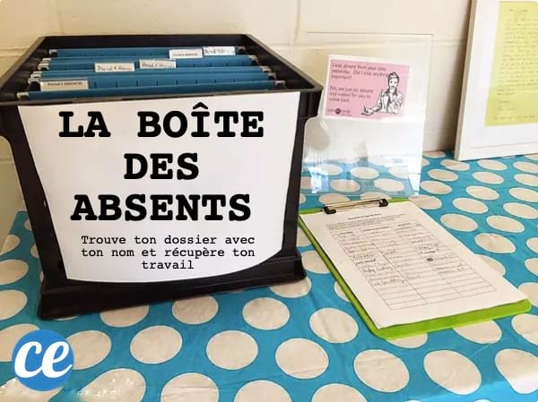 Une boite en plastique avec le travail à rattraper des élèves absents