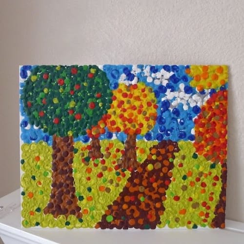 Dessin avec des points de craie fondus