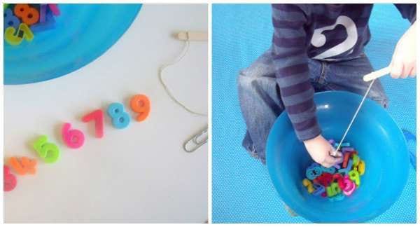 Jeu de pêche à la ligne avec des chiffres et des lettres