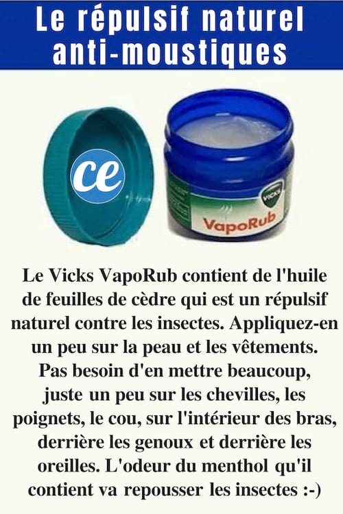 Le répulsif naturel contre les moustiques à base de vicks vapo rubs