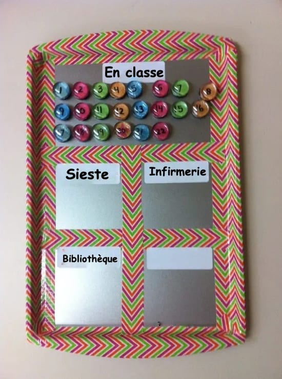 une plaque de cuisson pour faire un tableau de suivi de la classe