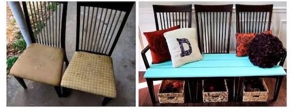 Banc fait avec plusieurs chaises