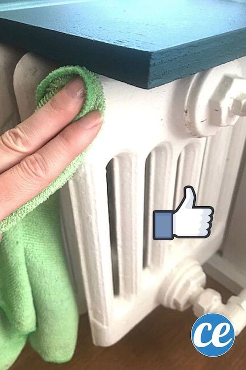 poussière sur le radiateur enlevée avec un chiffon vert