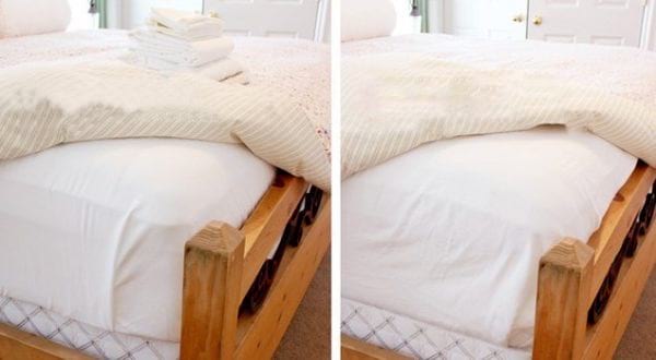 Draps de lit rangés sous le matelas