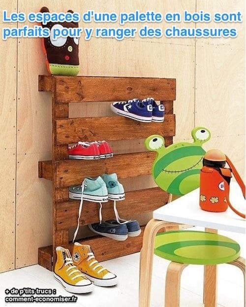 Une palette pour ranger les baskets