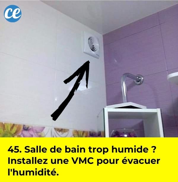 Une bouche d'aération de VMC dans une salle de bain.