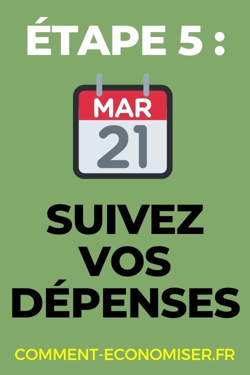 La cinquième étape du budget est de suivre vos dépenses.