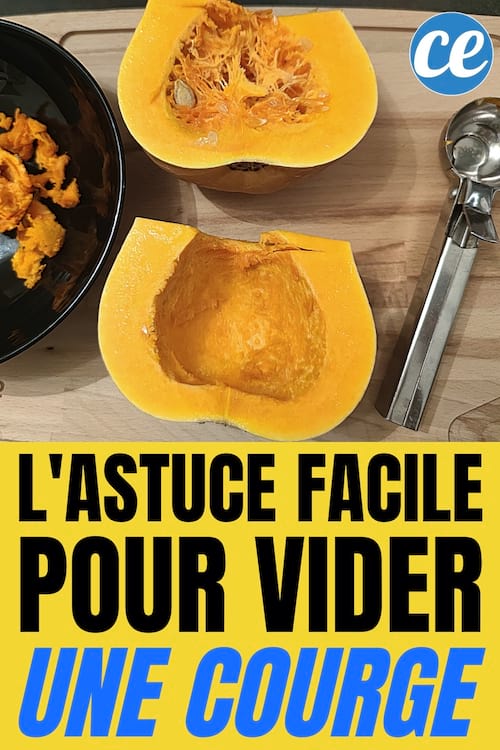 Utiliser une cuillère à glace pour vider les graines de courges facilement