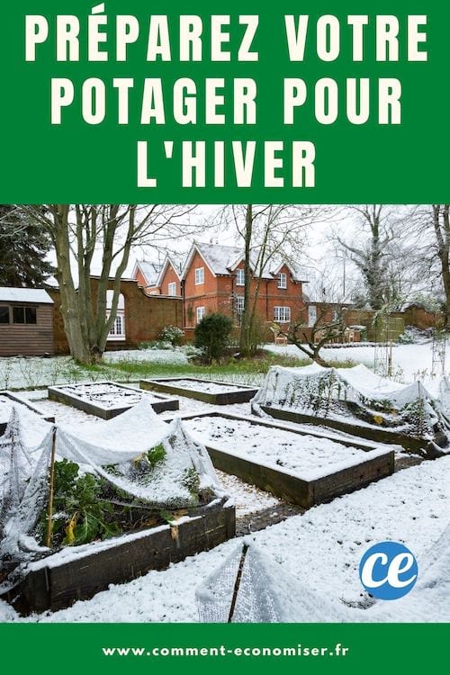 Un potager en carré en hiver sous la neige