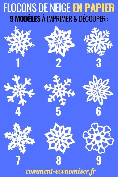 9 modèles de flocon de neige à imprimer et découper chez vous.