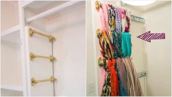 Utilisez ce rangement pour les ceintures, cravates et foulards