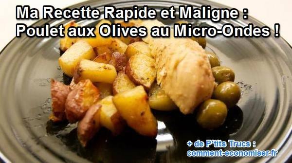 un plat de poulet aux olives préparé au micro-ondes