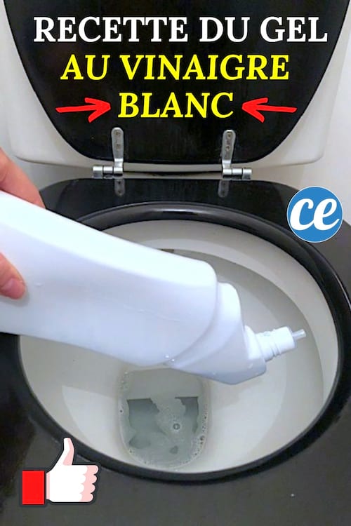Du gel au vinaigre blanc versé dans la cuvette des WC pour le détartrer
