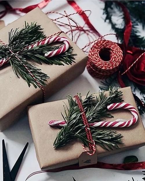 Sucre d'orge sur emballage cadeau