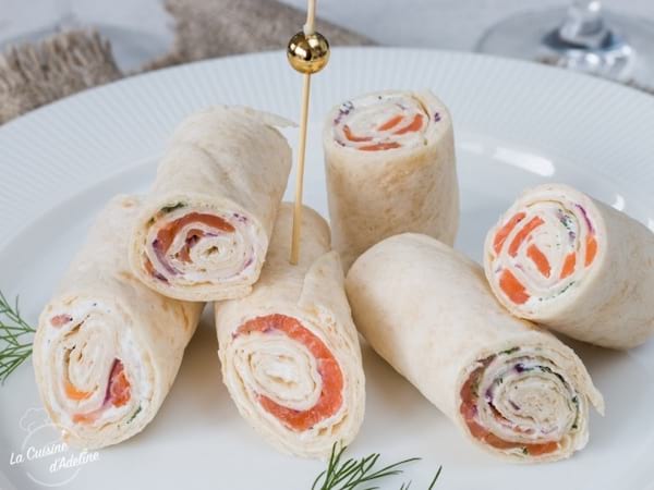 wrap de saumon pour apéro de noel