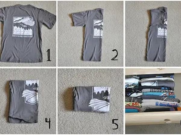 Méthode simple de pliage à tee-shirt