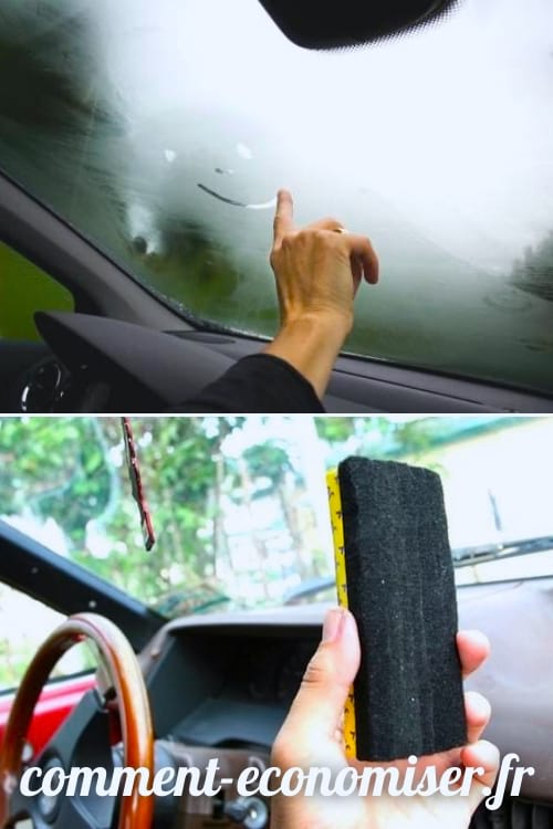 Utilisez une brosse pour tableaux noirs pour enlever la buée sur le pare-brise.