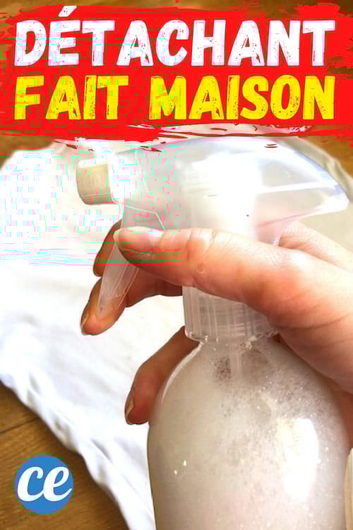 Un spray détachant fait maison avec du percabonate pour enlever les taches sur un tshirt blanc