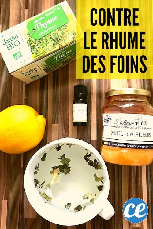 une infusion de thym et du citron plus du miel pour atténuer un rhume des fions