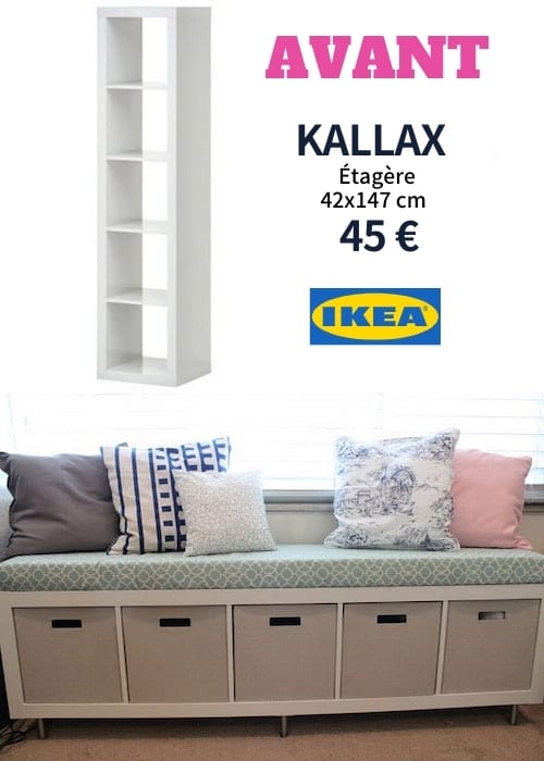 Faites une belle banquette DIY avec une étagère KALLAX de chez IKEA.