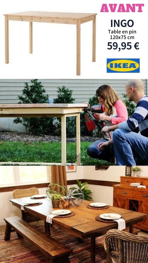 Une table INGO de chez IKEA détournée en belle table de ferme.