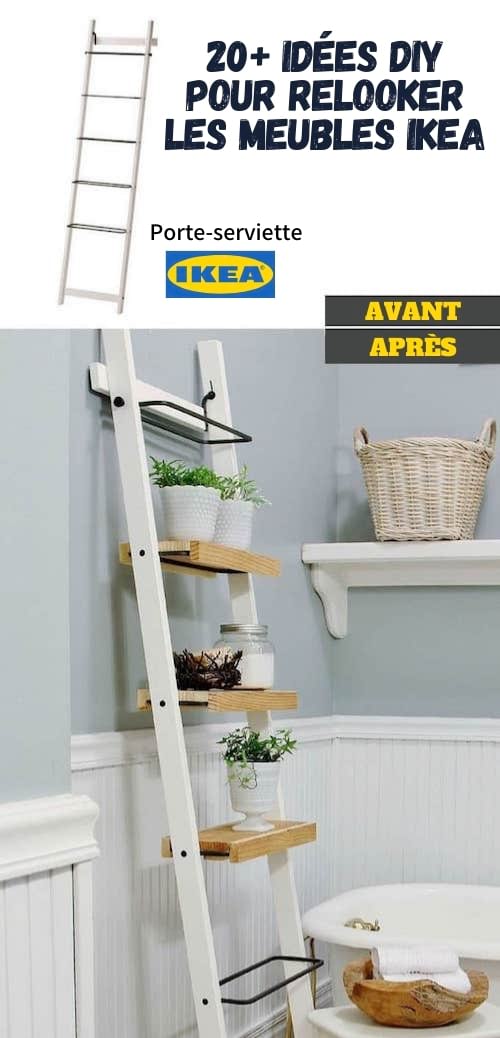 Un porte-serviette de chez IKEA transformé en étagère.