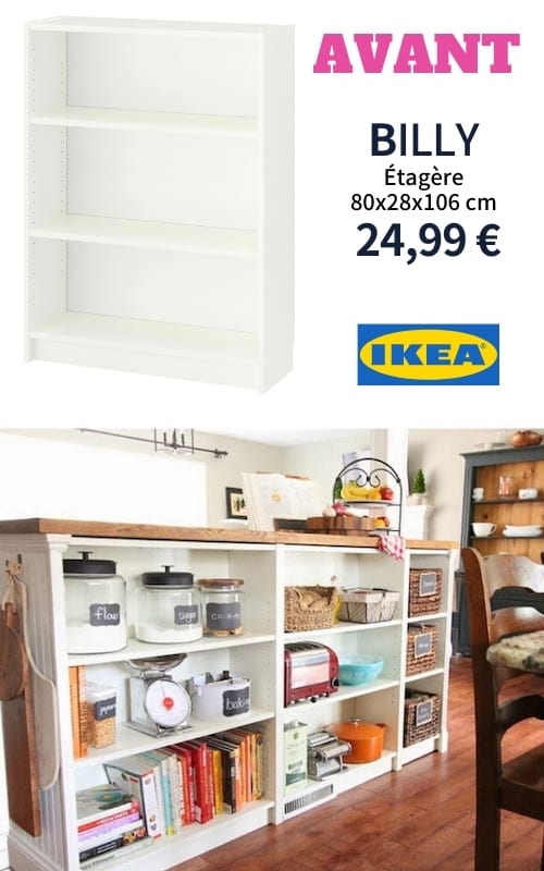 Utilisez des étagères BILLY pour faire un îlot de cuisine avec rangement.